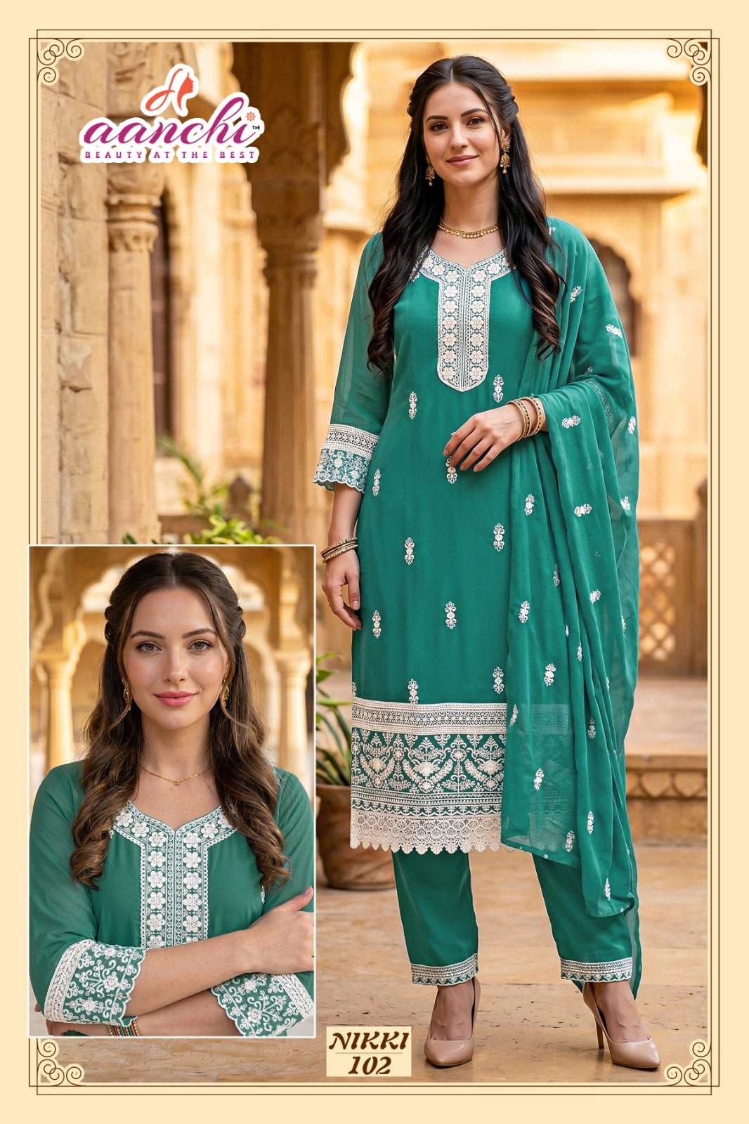Nikki Aanchi Organza Readymade Pant Style Suits Manufacturer Gujarat