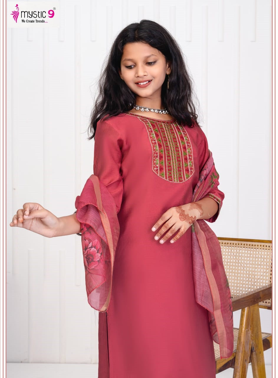 Nikki Vol 1 Mystic 9 Vertican Girls Readymade Pant Suits Wholesaler Ahmedabad