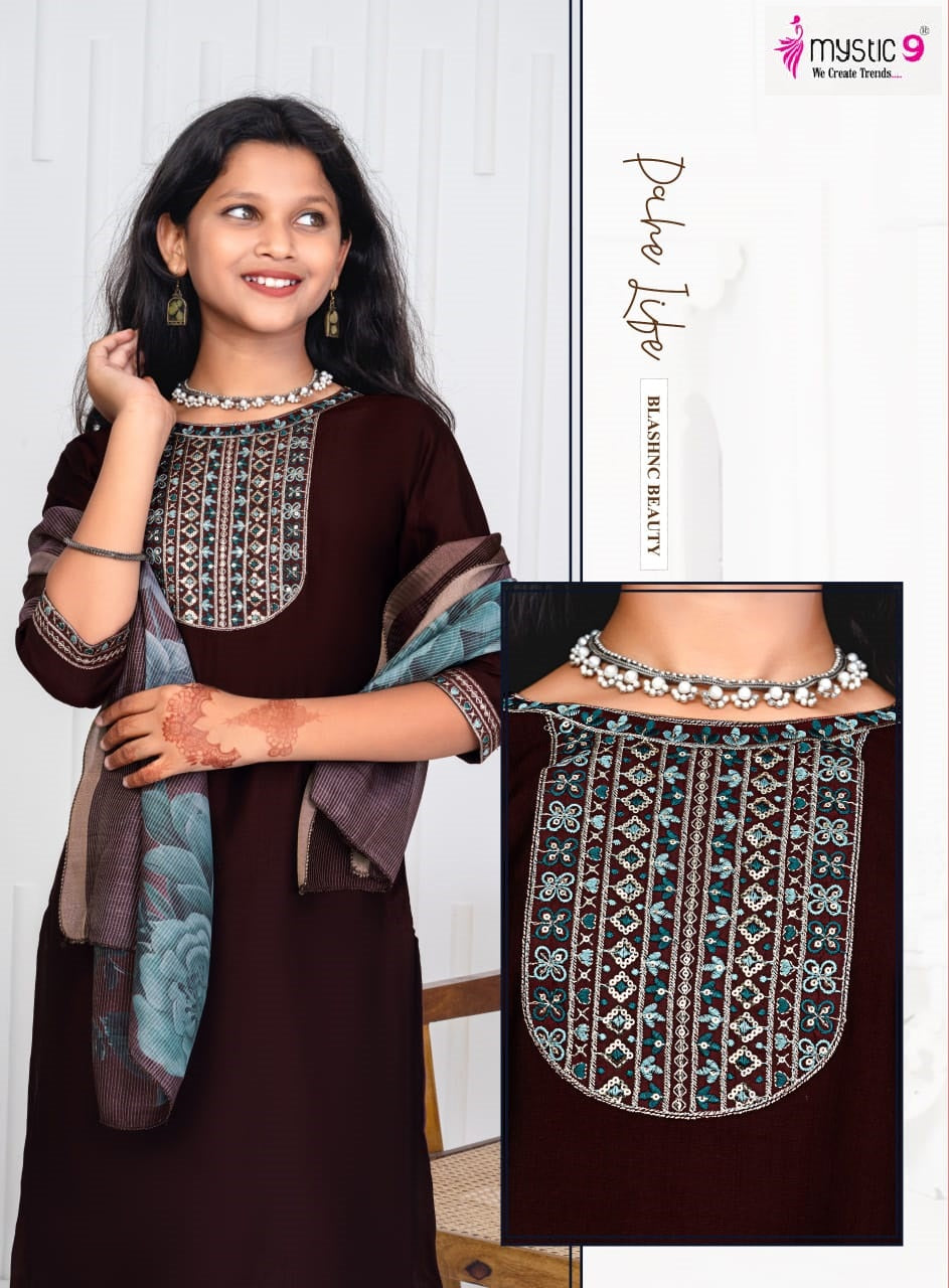 Nikki Vol 1 Mystic 9 Vertican Girls Readymade Pant Suits Wholesaler Ahmedabad