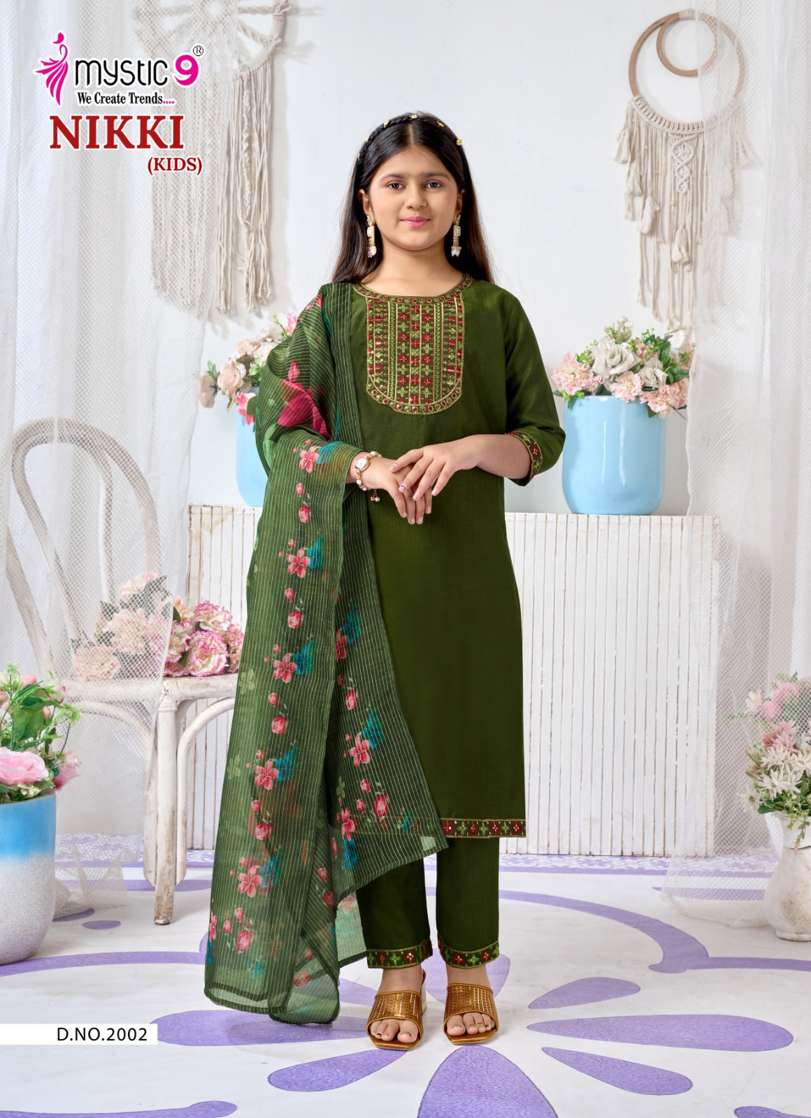 Nikki Vol 2 Mystic 9 Vertican Girls Readymade Pant Suits Wholesaler India