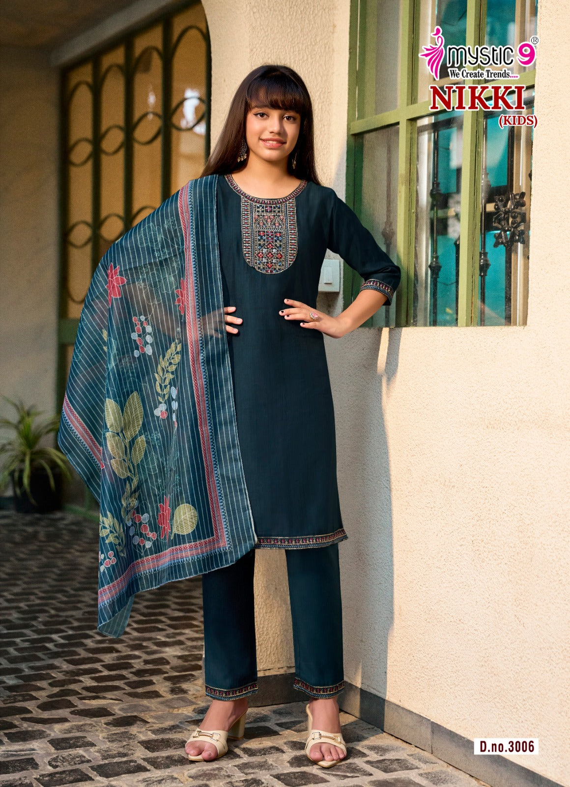 Nikki Vol 3 Mystic 9 Vertican Girls Readymade Pant Suits Manufacturer Gujarat