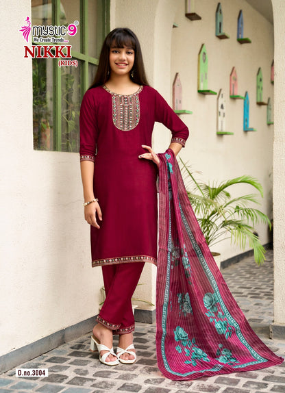 Nikki Vol 3 Mystic 9 Vertican Girls Readymade Pant Suits Manufacturer Gujarat