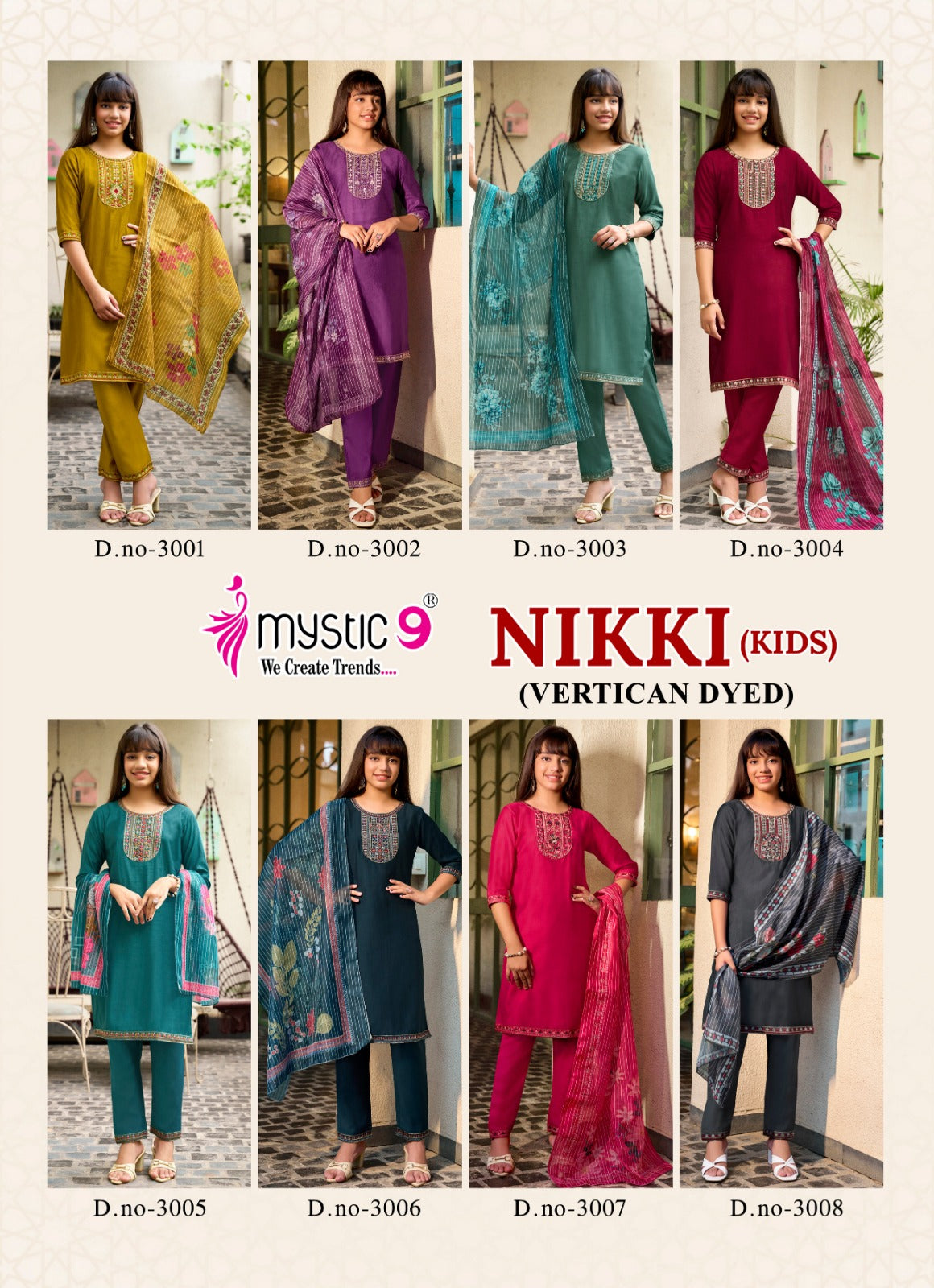 Nikki Vol 3 Mystic 9 Vertican Girls Readymade Pant Suits Manufacturer Gujarat