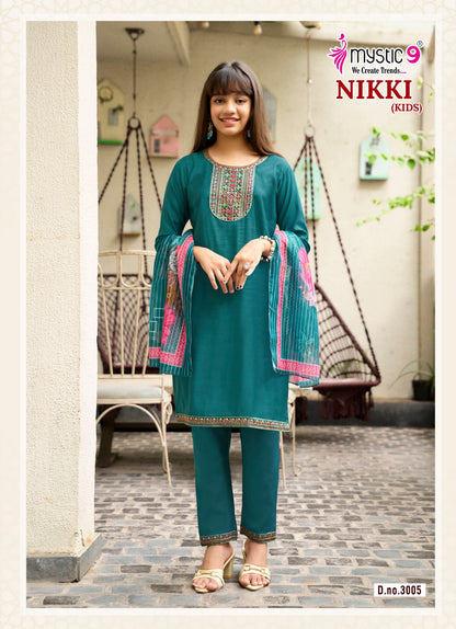 Nikki Vol 3 Mystic 9 Vertican Girls Readymade Pant Suits Manufacturer Gujarat