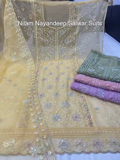 Nilam Nayandeep Organza Salwar Suits Supplier India
