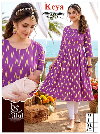 Nilima Ghera Keya Rayon Feeding Kurtis Wholesaler Ahmedabad