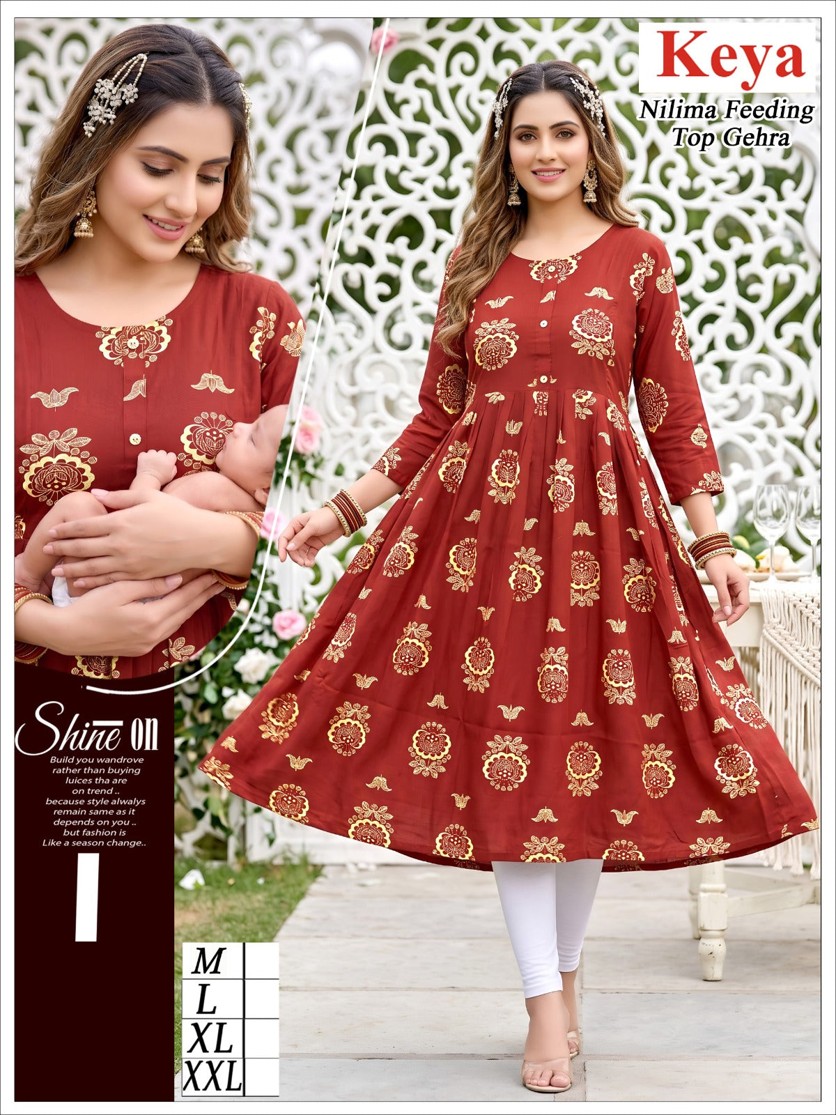 Nilima Ghera Keya Rayon Feeding Kurtis Wholesaler Ahmedabad