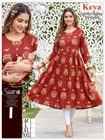 Nilima Ghera Keya Rayon Feeding Kurtis Wholesaler Ahmedabad