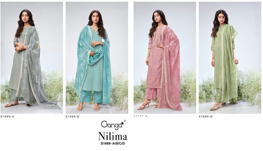 Nilima S1669 Ganga Cotton Plazzo Style Suits Wholesaler Ahmedabad