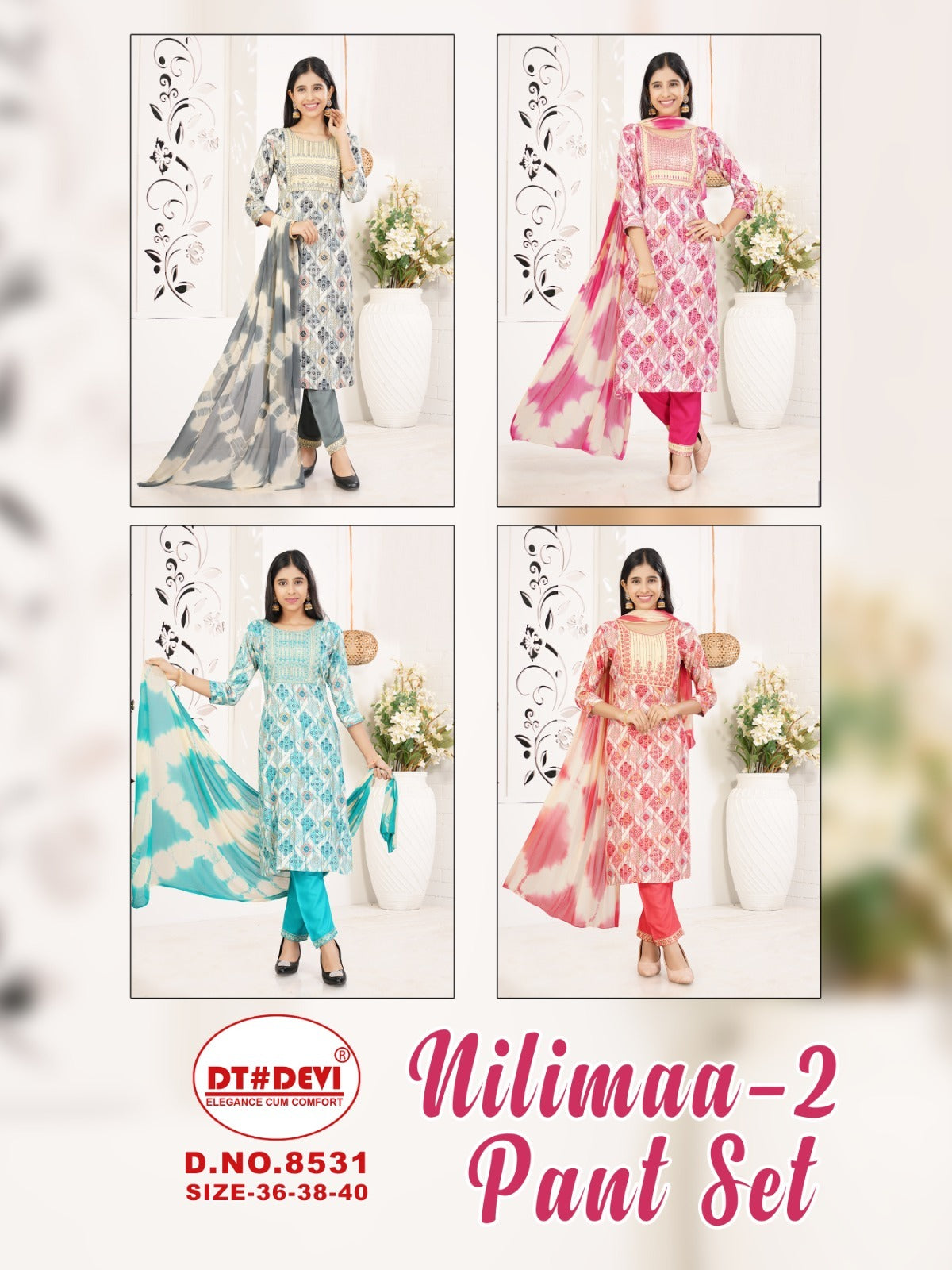 Nilimaa 2 8531 Dt Devi Rayon Readymade Pant Style Suits Supplier