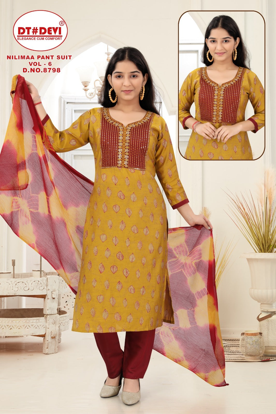 Nilimaa Vol 6 Dn 8798 Dt Devi Modal Girls Readymade Pant Suits Exporter India