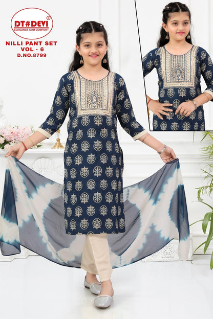 Nilli Vol 6 Dn 8799 Dt Devi Modal Girls Readymade Pant Suits Exporter India