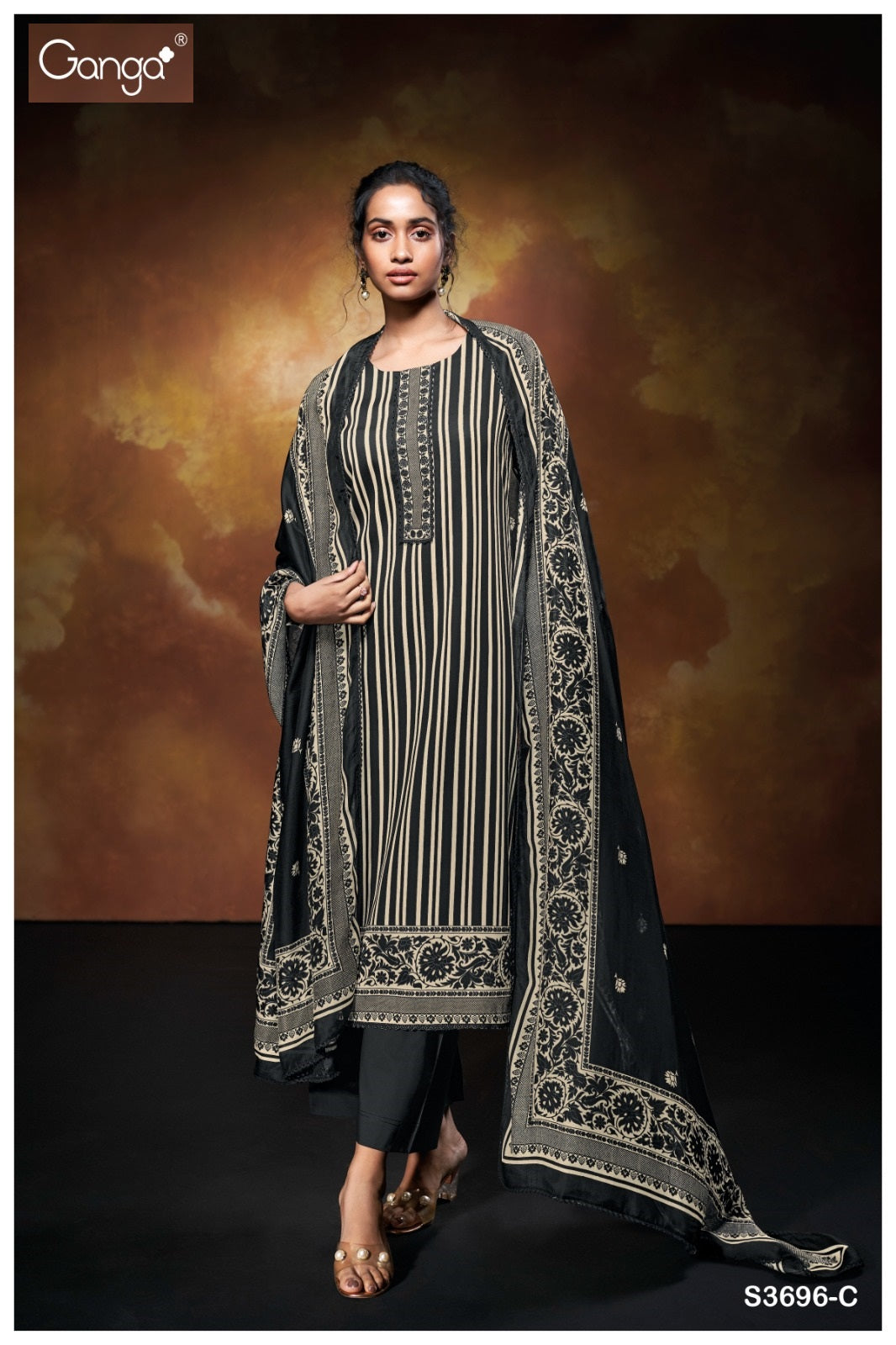 Nilofer 3696 Ganga Premium Cotton Plazzo Style Suits Manufacturer Ahmedabad