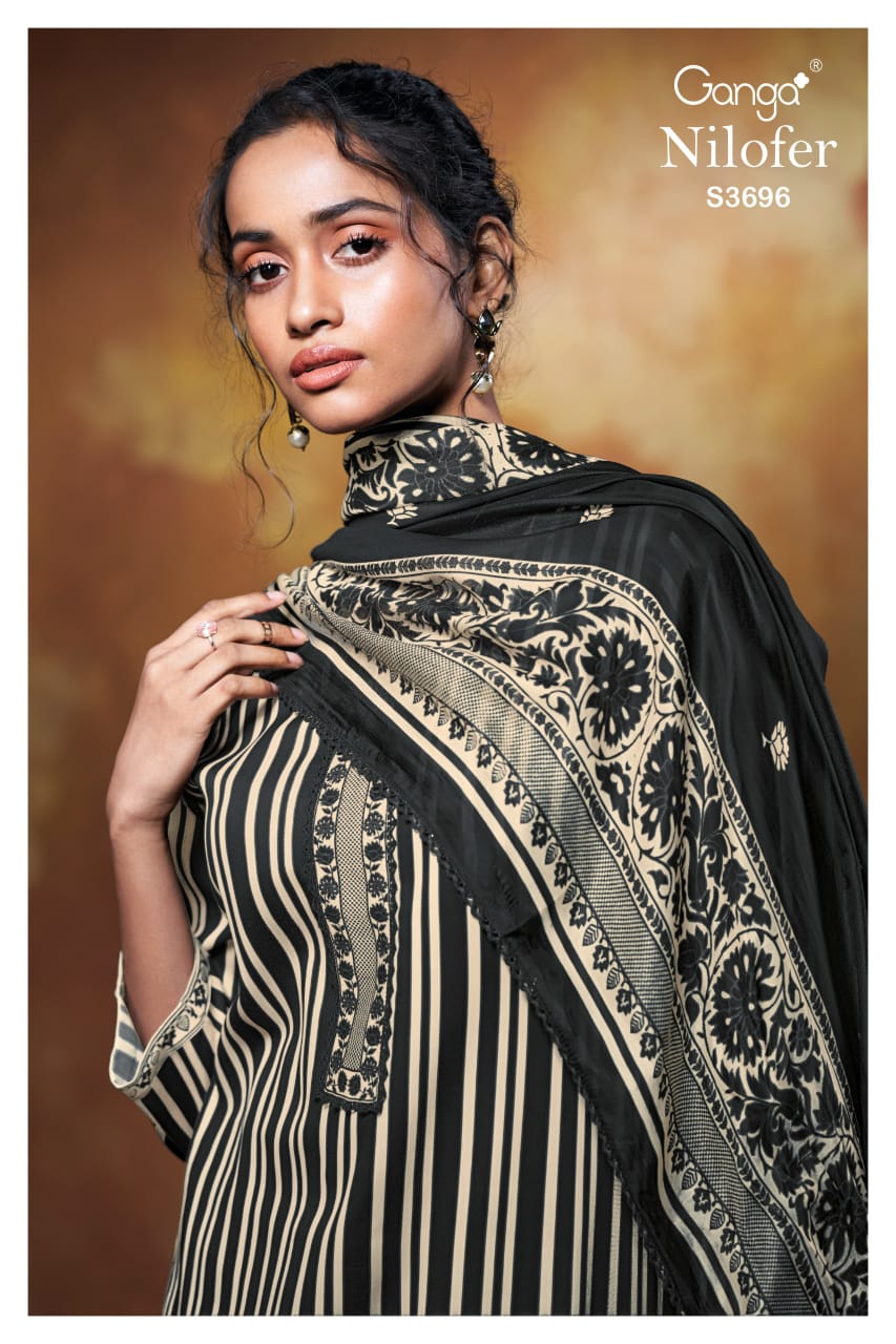 Nilofer 3696 Ganga Premium Cotton Plazzo Style Suits Manufacturer Ahmedabad