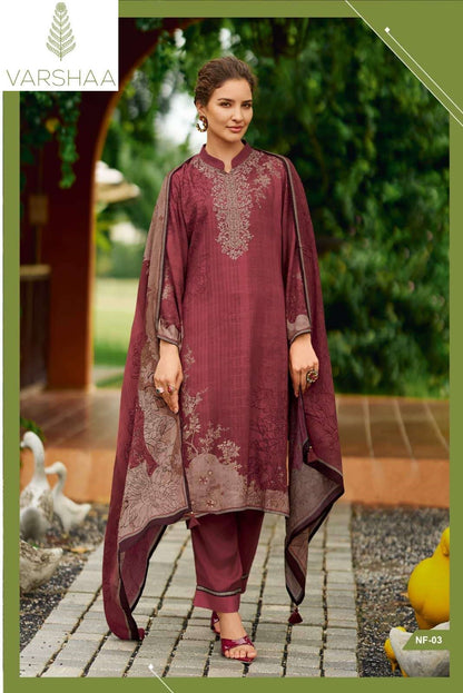 Niloufer Varshaa Viscose Muslin Pant Style Suits Wholesale Rate