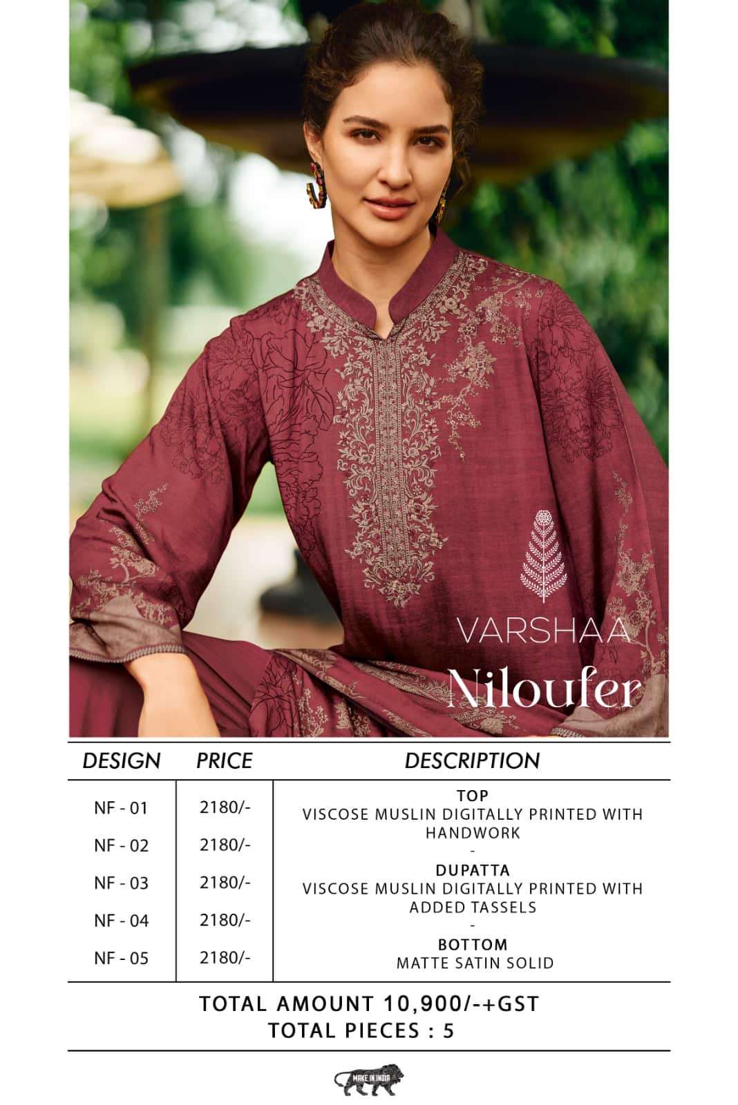 Niloufer Varshaa Viscose Muslin Pant Style Suits Wholesale Rate