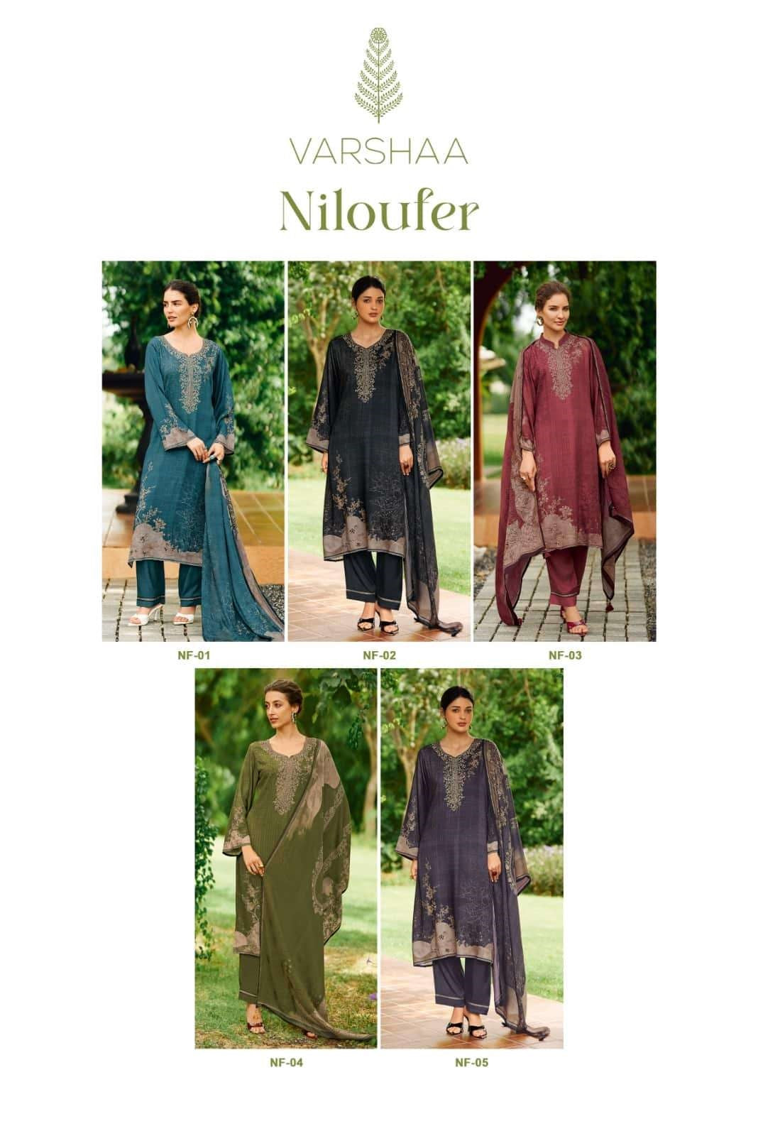 Niloufer Varshaa Viscose Muslin Pant Style Suits Wholesale Rate