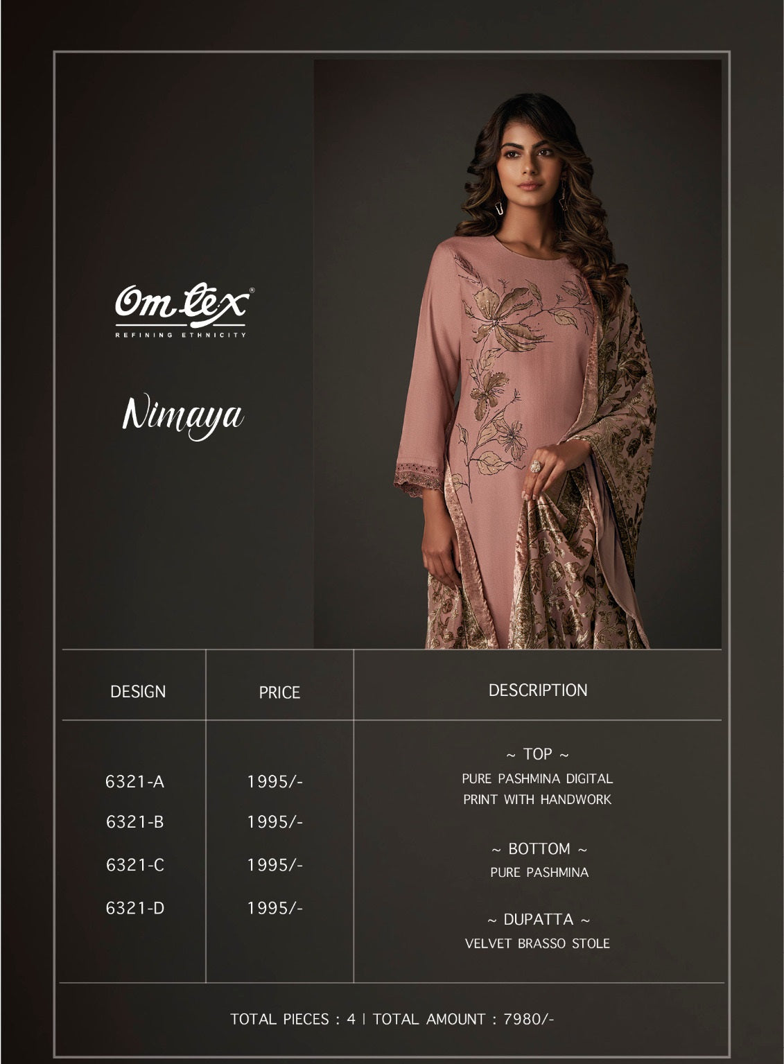 Nimaya 6321 Omtex Pure Pashmina Suits Supplier India