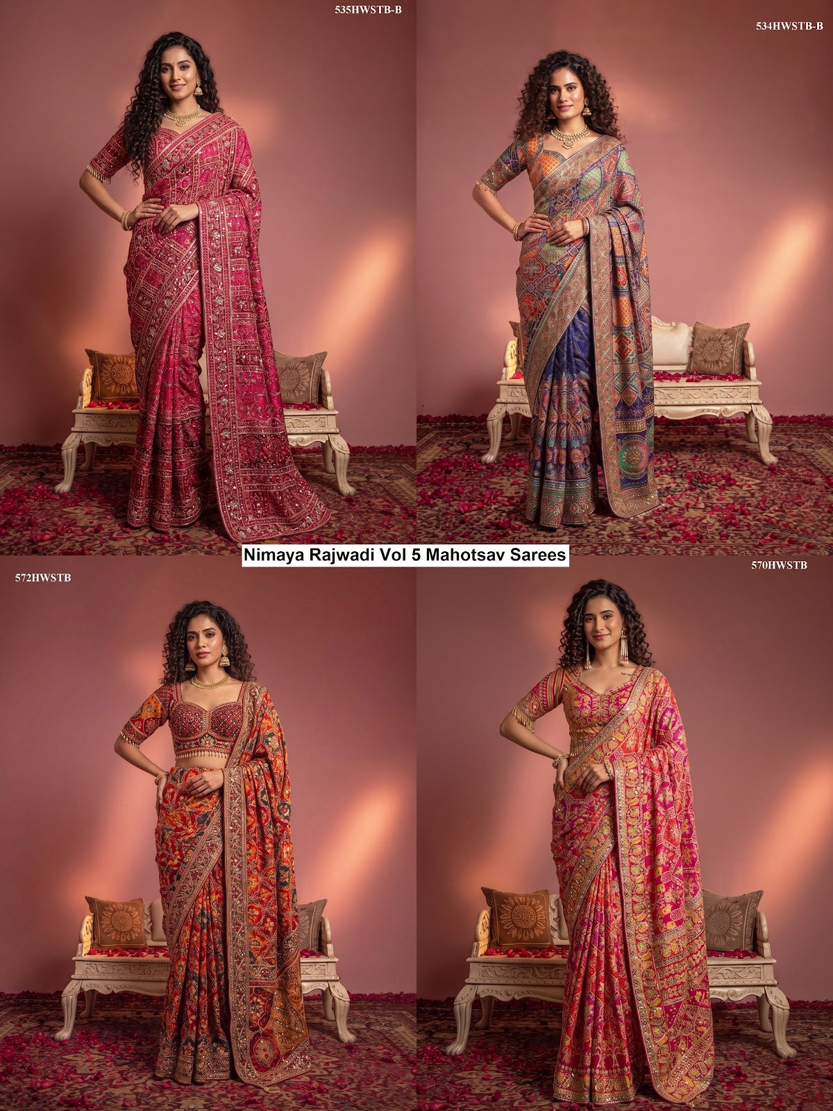 Nimaya Rajwadi Vol 5 Mahotsav Natural Crepe Sarees Supplier Gujarat