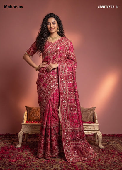 Nimaya Rajwadi Vol 5 Mahotsav Natural Crepe Sarees Supplier Gujarat