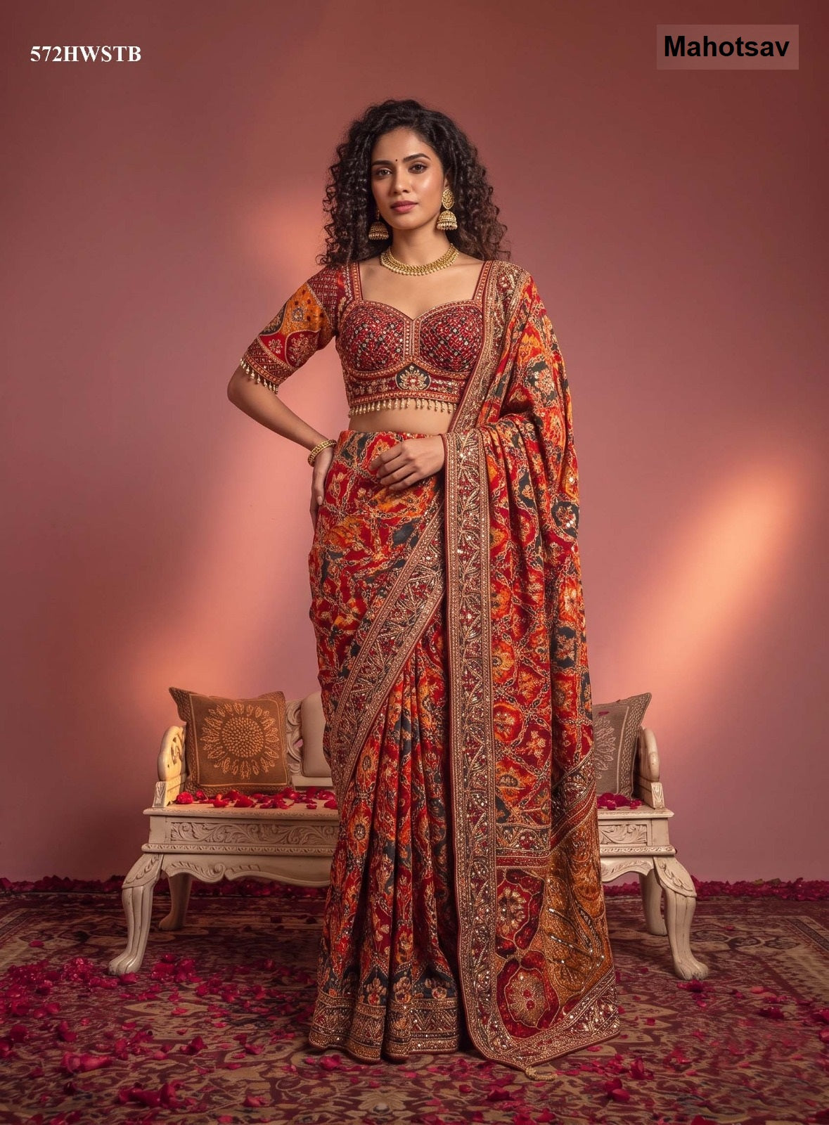 Nimaya Rajwadi Vol 5 Mahotsav Natural Crepe Sarees Supplier Gujarat