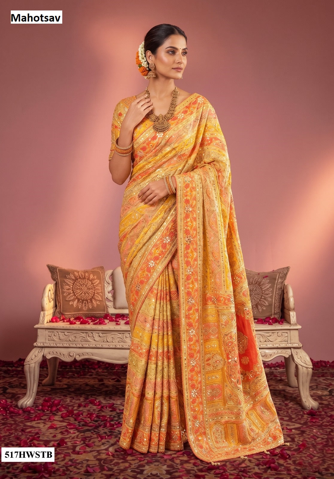 Nimaya Rajwadi Vol 6 Mahotsav Natural Crepe Sarees Supplier Ahmedabad