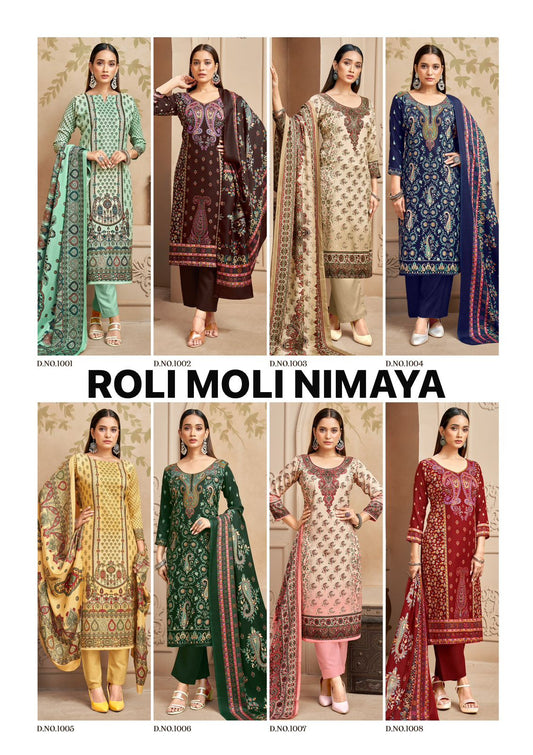 Nimaya Roli Moli Karachi Pashmina Salwar Suits Supplier India