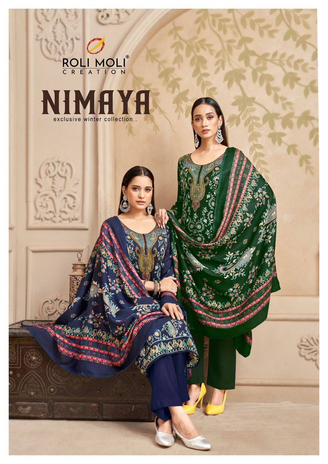 Nimaya Roli Moli Karachi Pashmina Salwar Suits Supplier India