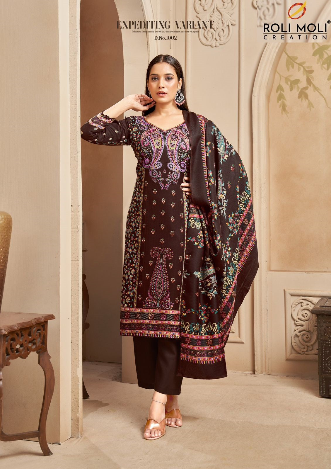 Nimaya Roli Moli Karachi Pashmina Salwar Suits Supplier India