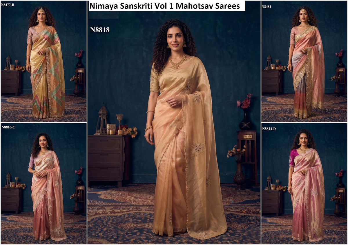 Nimaya Sanskriti Vol 1 Mahotsav Organza Silk Sarees Wholesale