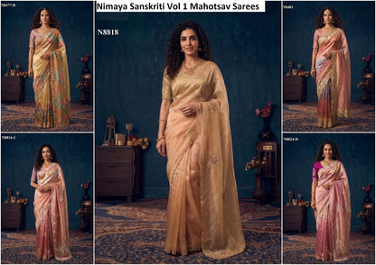 Nimaya Sanskriti Vol 1 Mahotsav Organza Silk Sarees Wholesale