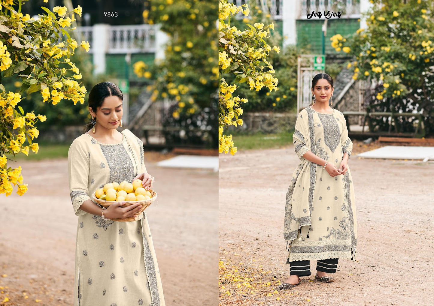 Nimbu Paani Jay Vijay Cotton Jacquard Pant Style Suits Wholesaler Ahmedabad