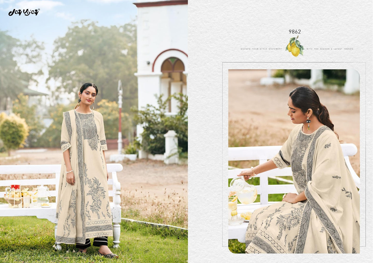 Nimbu Paani Jay Vijay Cotton Jacquard Pant Style Suits Wholesaler Ahmedabad