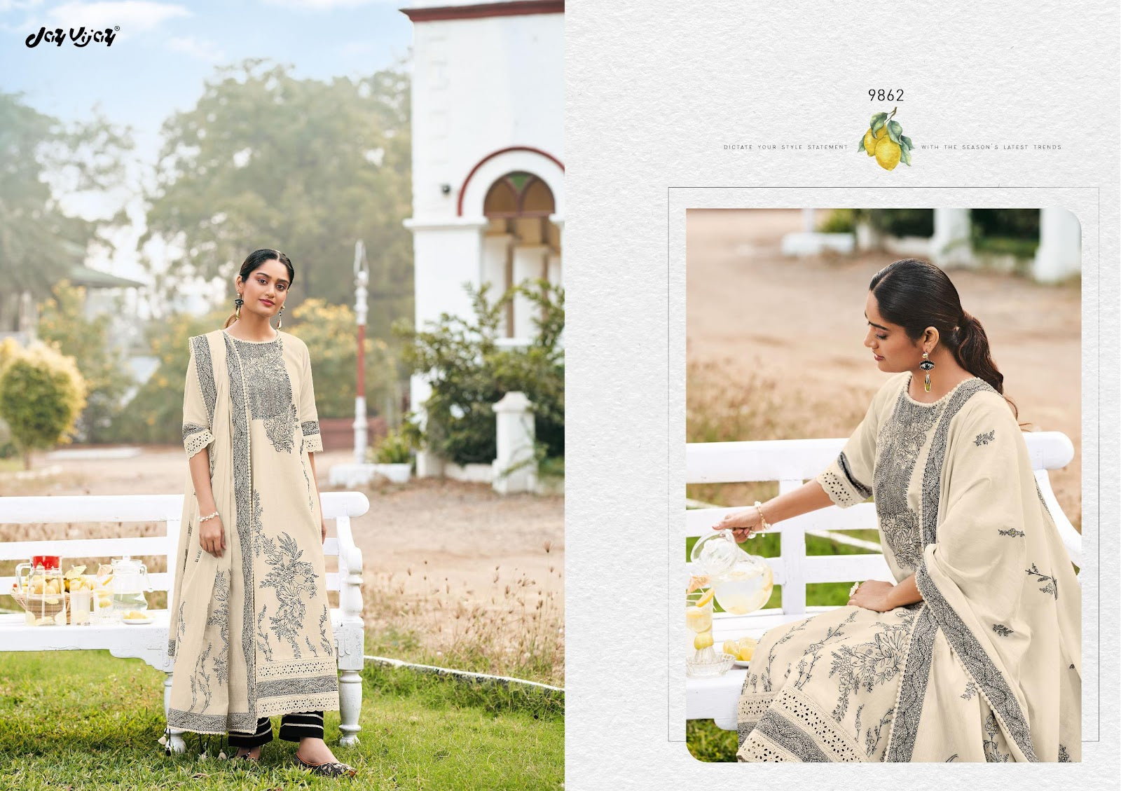 Nimbu Paani Jay Vijay Cotton Jacquard Pant Style Suits Wholesaler Ahmedabad