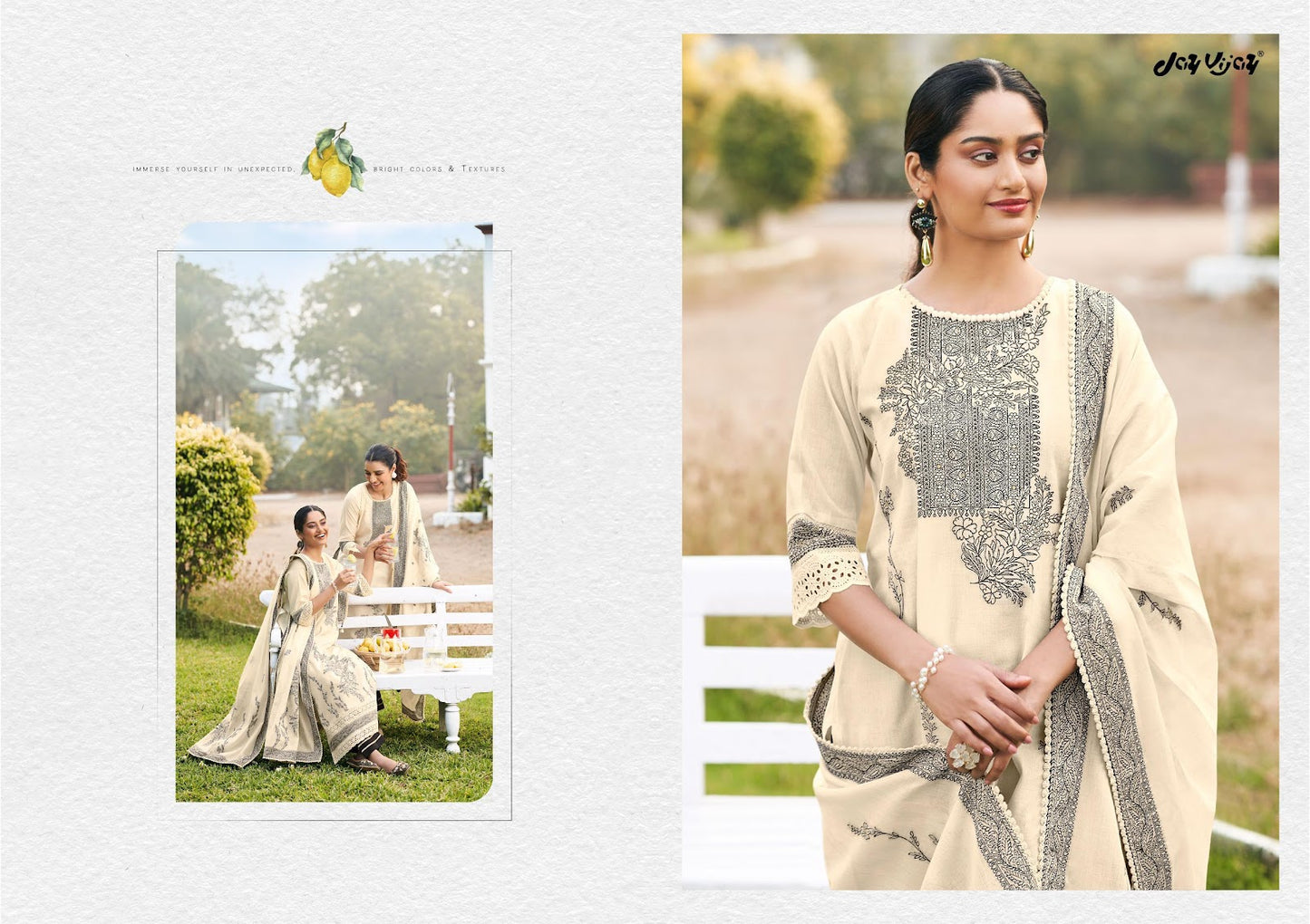 Nimbu Paani Jay Vijay Cotton Jacquard Pant Style Suits Wholesaler Ahmedabad