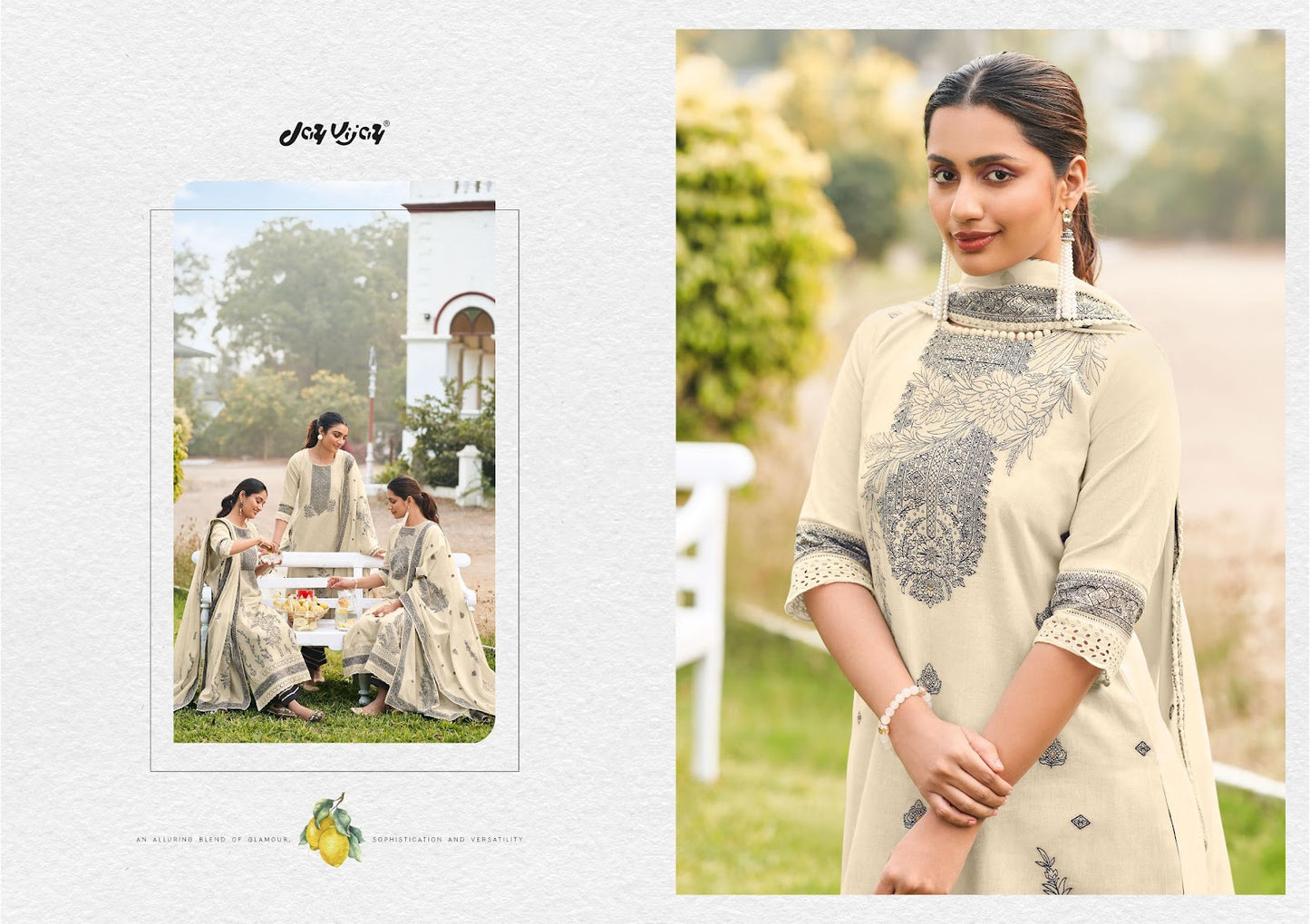 Nimbu Paani Jay Vijay Cotton Jacquard Pant Style Suits Wholesaler Ahmedabad