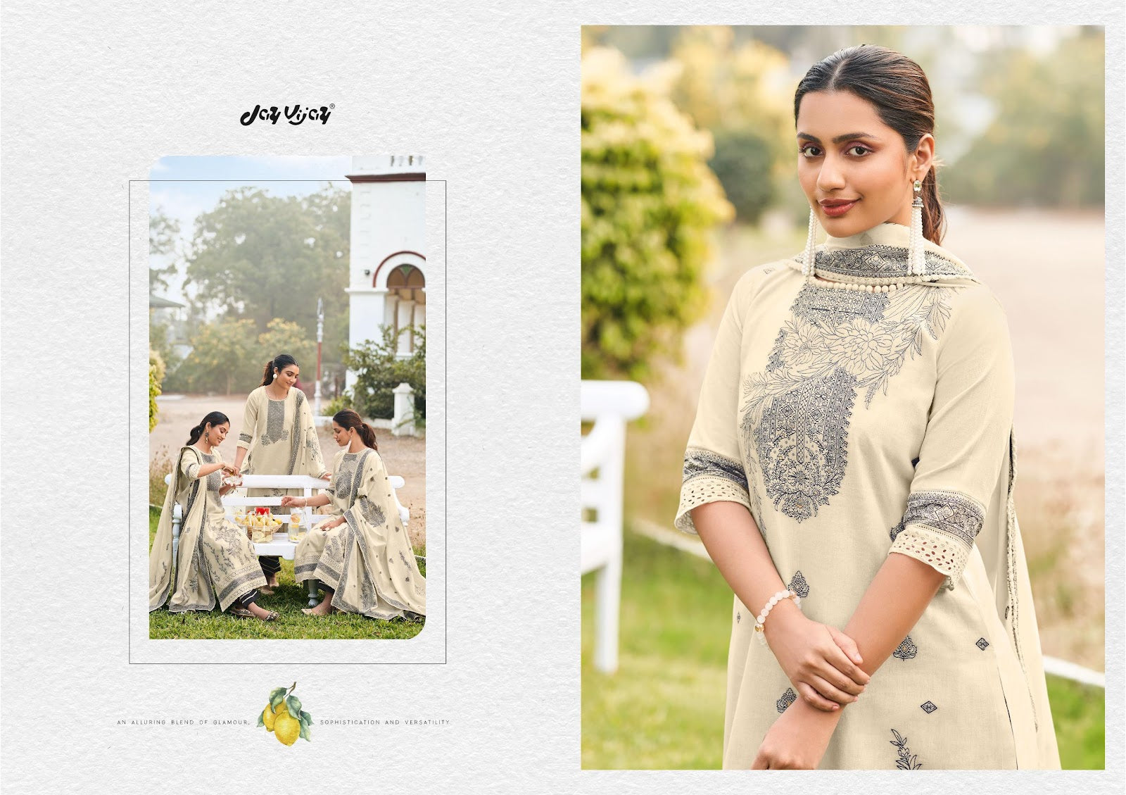 Nimbu Paani Jay Vijay Cotton Jacquard Pant Style Suits Wholesaler Ahmedabad