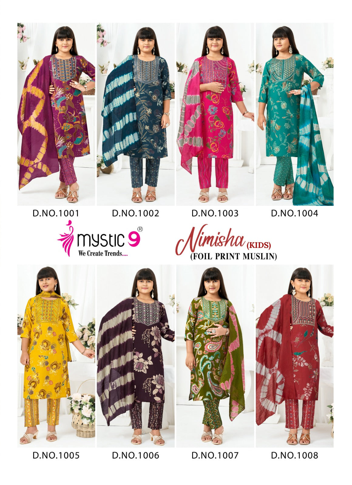 Nimisha Vol 1 Mystic 9 Muslin Girls Readymade Pant Suits Supplier Gujarat