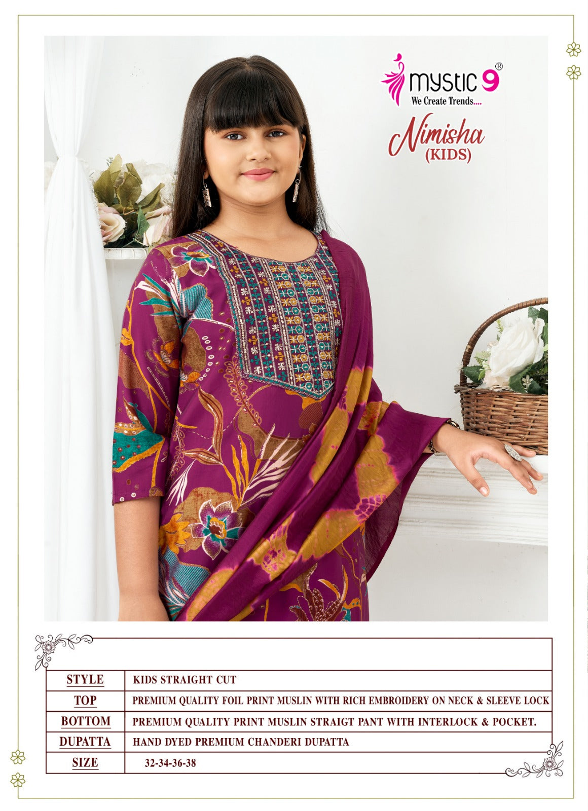 Nimisha Vol 1 Mystic 9 Muslin Girls Readymade Pant Suits Supplier Gujarat