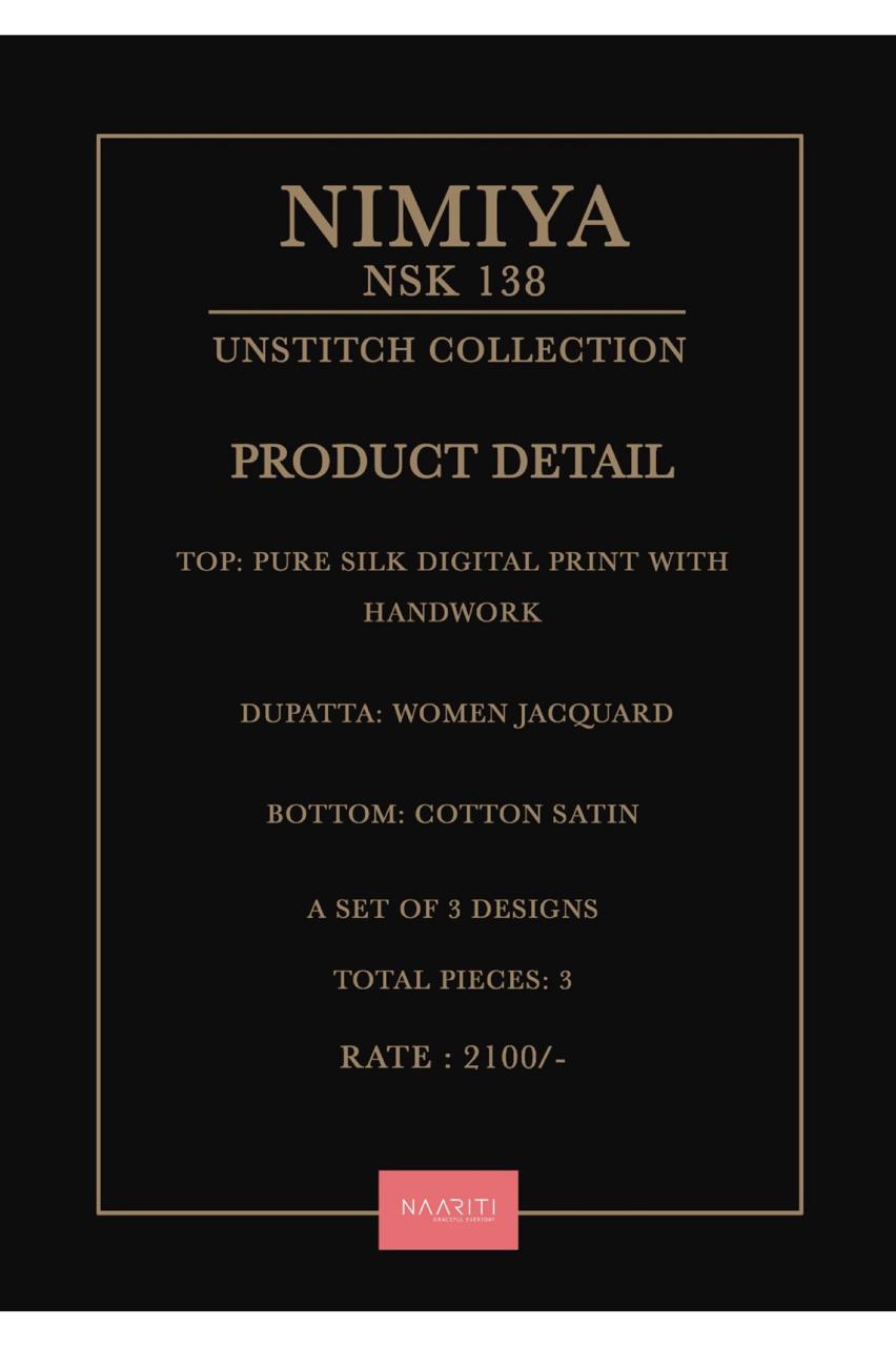 Nimiya 138 Naariti Silk Pant Style Suits Exporter India