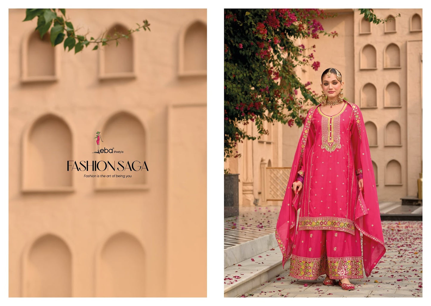 Nimrat Eba Lifestyle Chinon Readymade Plazzo Style Suits Wholesale