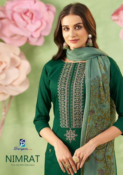 Nimrat Sargam Prints Pure Jam Pant Style Suits Exporter India