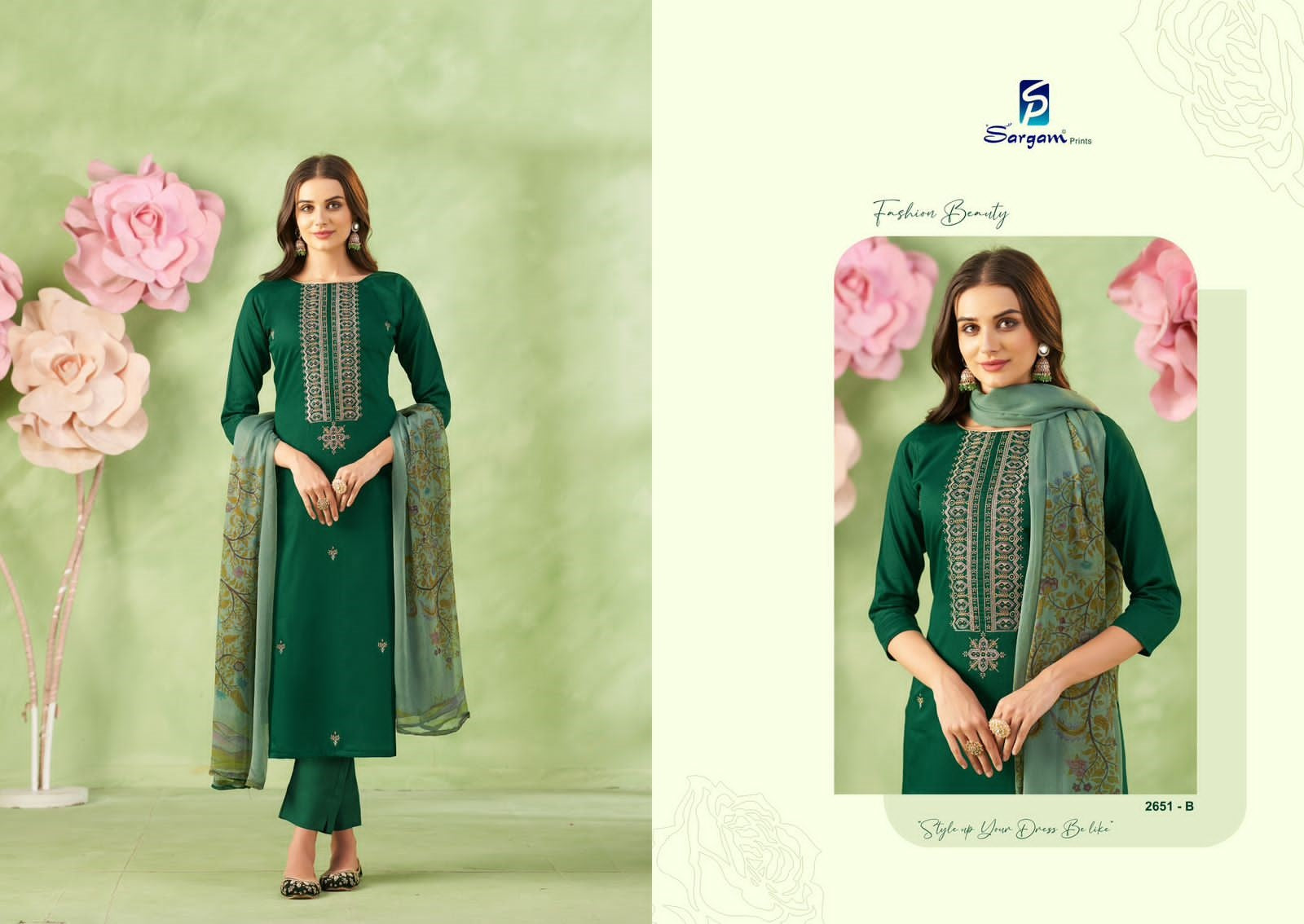 Nimrat Sargam Prints Pure Jam Pant Style Suits Exporter India