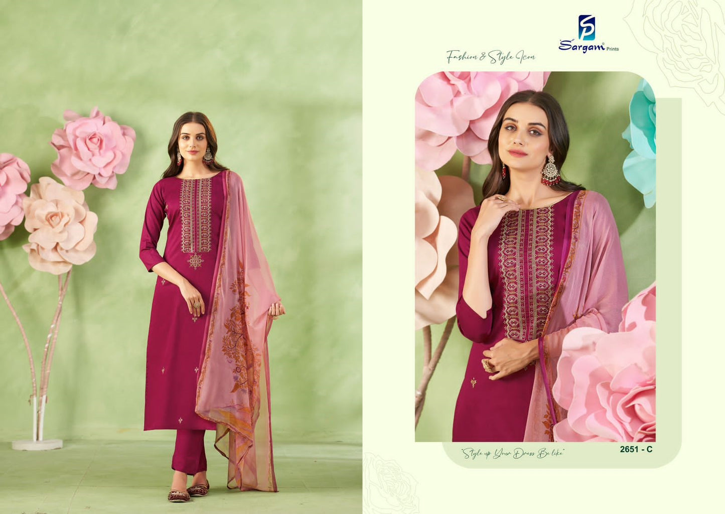 Nimrat Sargam Prints Pure Jam Pant Style Suits Exporter India