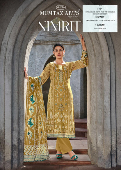 Nimrit Mumtaz Arts Pure Jaam Pant Style Suits Wholesaler