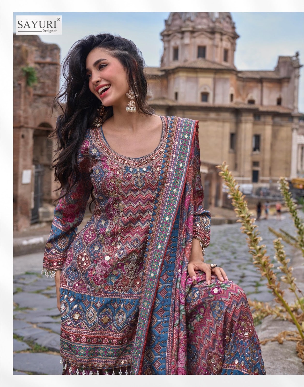 Nimrit Sayuri Natural Crape Readymade Plazzo Style Suits Manufacturer India