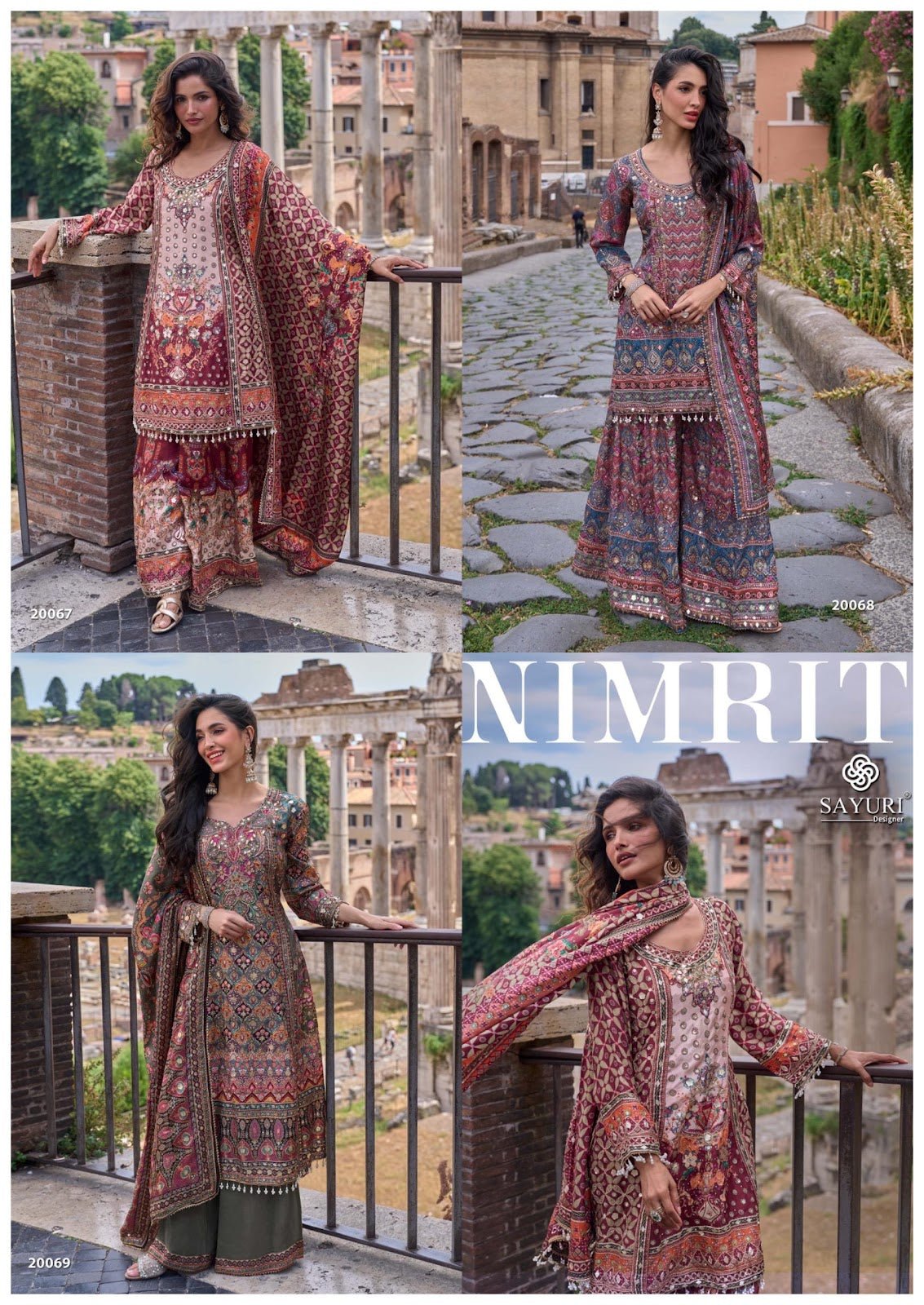 Nimrit Sayuri Natural Crape Readymade Plazzo Style Suits Manufacturer India