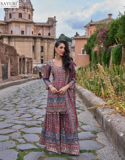 Nimrit Sayuri Natural Crape Readymade Plazzo Style Suits Manufacturer India