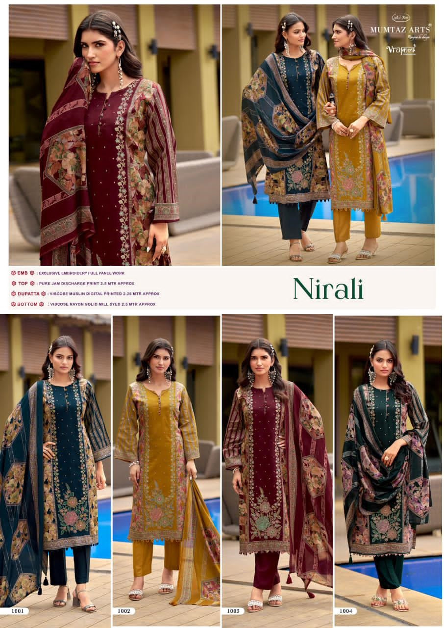 Nirali Mumtaz Arts Viscose Karachi Salwar Suits Wholesale Price