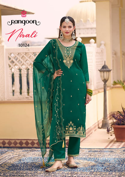Nirali Rangoon Chiffon Readymade Pant Style Suits Manufacturer Ahmedabad